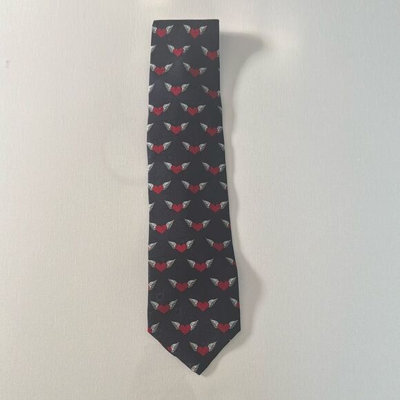 Structure Silk Tie Navy Hearts Vintage - Picture 1 of 3